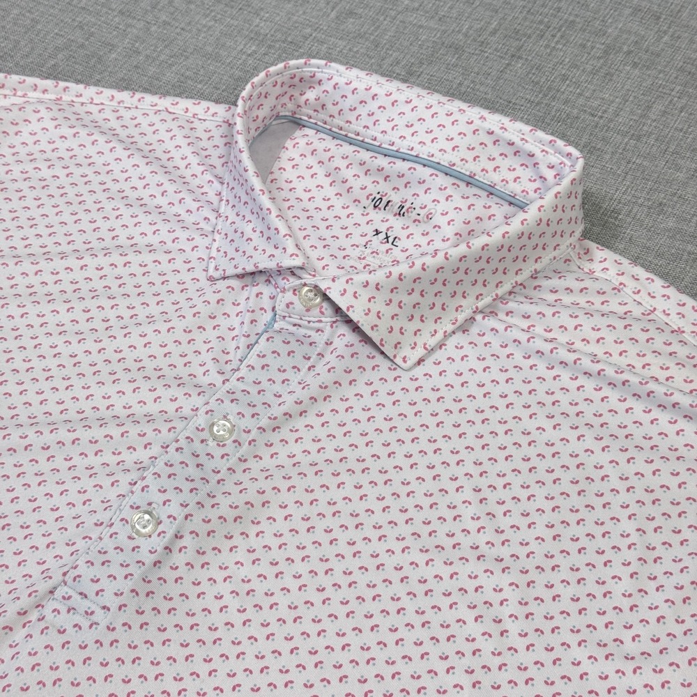 Johnnie-O Polo Shirt Mens 2XL Pink Short Sleeve Paisley Golf Performance